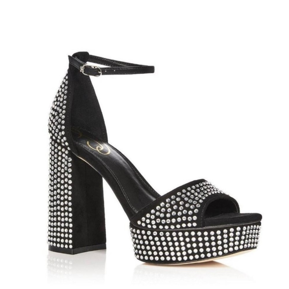 Nib Sam Edelman Nellie Glitz Platform Black Sandals